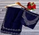 Jimmy Choo Solid Saree For Women, Navy Blue