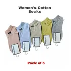 Cotton Ankle Length Socks for Women (Multicolor, Free Size) (Pack of 6)