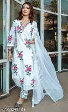 Cotton Printed Kurta with Pant & Dupatta for Women 