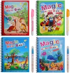 Reusable Magic Water Coloring Book with Pen for Kids (Multicolor, Set of 4)