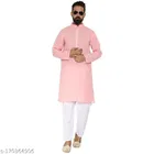 Cotton Blend Solid Kurta with Pyjama for Men 