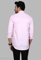 Cotton Blend Solid Shirt for Men, Pink 