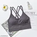 Viscose Spandex Bra for Women, Grey 