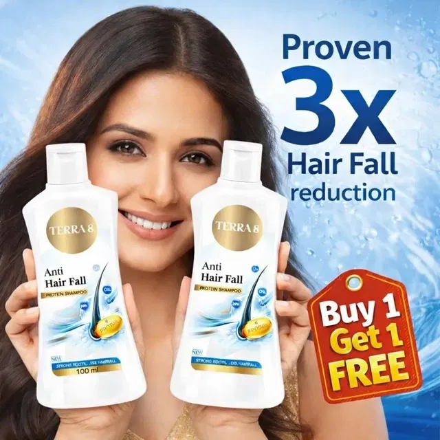 टेरा 8 एंटी हेयर फॉल शैम्पू 2X100 ml (बय 1 गेट 1 फ्री)