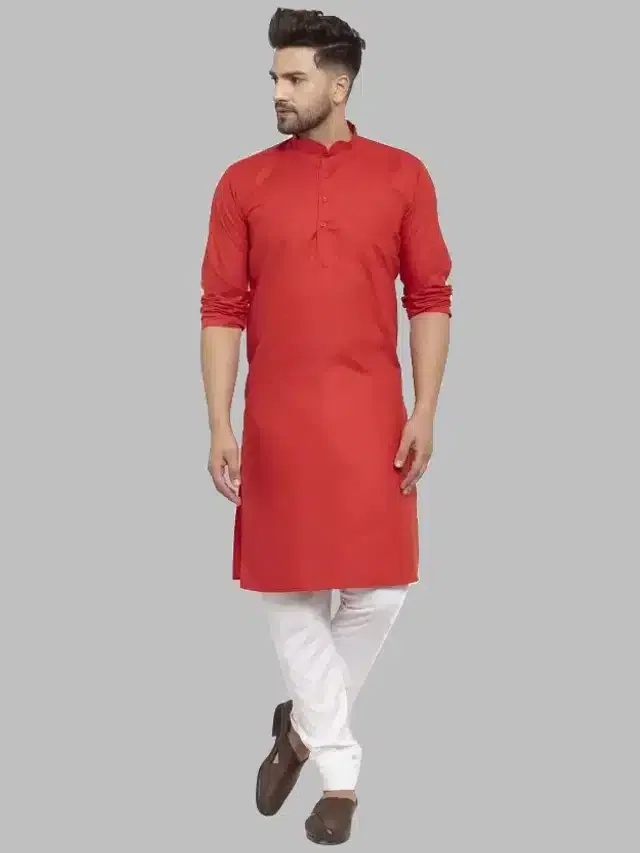Solid Kurta for Men (Red, M)