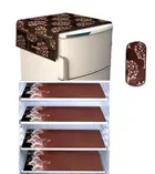 Knit Printed Fridge 4 Pcs Mat with Handle & Top Cover 