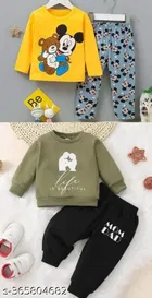 Cotton Blend Full Sleeves T-Shirt with Pant Clothing Set for Kids 