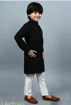 Sequin-Embellished Cotton Kurta Set for Boys 