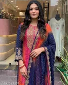 Print Embroidery Chinon Salwar Suit Set for Women 