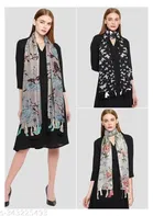 Poly Chiffon Printed Scarves for Women, Multicolor, Pack of 3