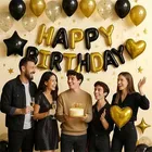 6th  Happy Birthday Balloon Decoration Kit Golden & Black, Set Of 1