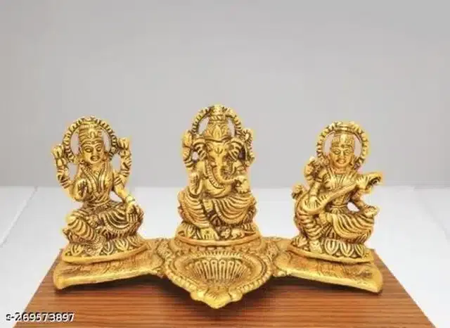 Laxmi Ganesh Saraswati Idol (Gold)