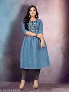 Solid Embroidered Cotton Kurti for Women, Pack of 2 