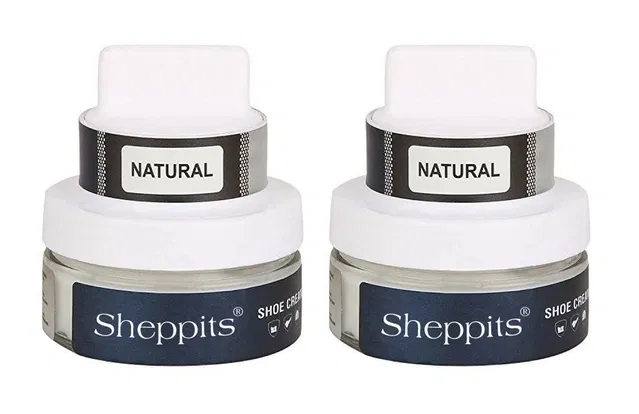 Sheppits Leather Shoe Cream with Applicator (50 g, Pack of 2)