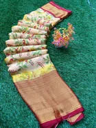 Cotton Silk Printed Saree for Women (Cream, 6.3 m)
