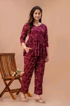 Women's Paisley Printed Comfort Co‑Ord Fusion Set, Pack of 1 (Size- XL)