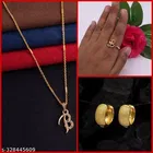 Alloy Pendant with Ring & 1 Pair Earrings for Women 