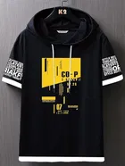 Half Sleeves Printed Hoodie for Men 