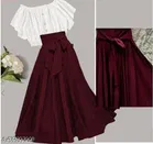 Polyester Solid Dress for Girls, Maroon 