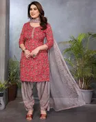 Floral Crepe Punjabi Suit Material for Women 
