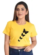 Round Neck Printed Crop Top for Women 
