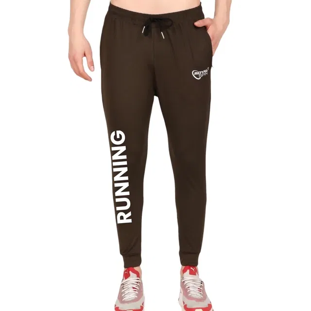 Polyester Printed Trackpant for Men (Brown, M)