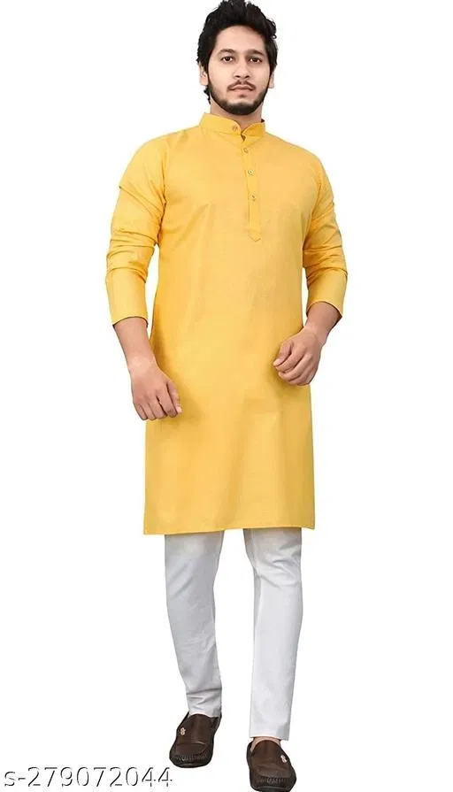 Kurta for Men (Yellow, L)