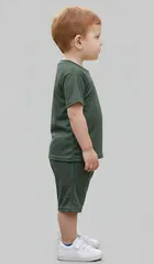 Cotton Blend Solid Clothing Set for Boys, Green 
