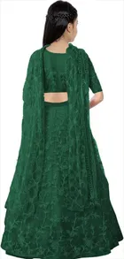Net Embroidered Semi Stitched Lehenga for Girls 
