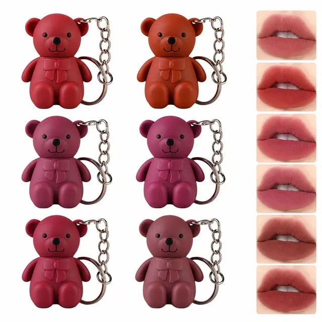 Teddy Bear Keychain Lipstick, Pink and Brown Edition, 14 ml [Pack of 3]