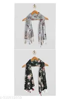 Chiffon Scarves for Women, Multicolor, Pack of 2