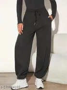 Cotton Blend Solid Trousers for Men, Black 