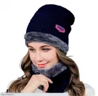 Balaclava Cap with Neck Warmer for Men & Women, Set of 1 (Navy Blue)