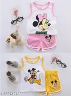 Hosiery Cotton Sleeveless T-Shirt with Pant Clothing Set for Kids 