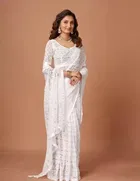 Net Solid Saree for Women 