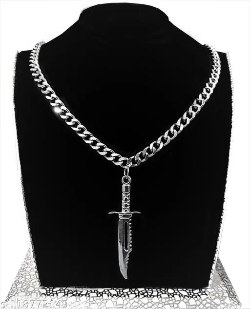 Silver Metal Chain With Pendant for Men (Silver)