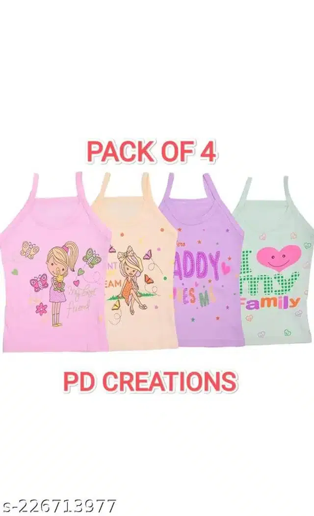 Cotton Vest for Kids (Multicolor, 0-6 Months) (Pack of 4)