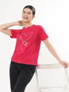 Round Neck Printed T-Shirt for Women 