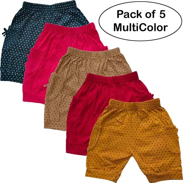Cotton Printed Shorts for Kids (Pack of 5) (Multicolor, 6-9 Months)