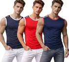 Cotton Jym Vest for Men, Multicolour, Pack of 3 