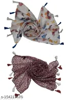 Poly Chiffon Printed Scarves for Women, Multicolor, Pack of 2