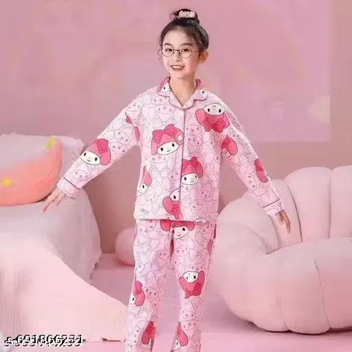 Night Suit for Girls (Pink, 9-10 Years)