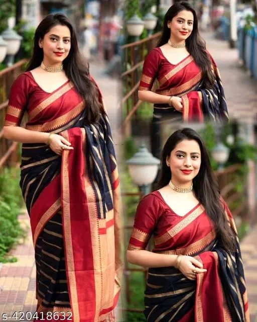 Kanjeevaram Silk Printed Saree for Women, Multicolor (6.3 m)