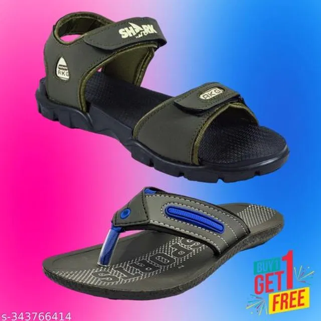 Sandal with Flipflop for Men (Multicolor, 10) (Pack of 2)