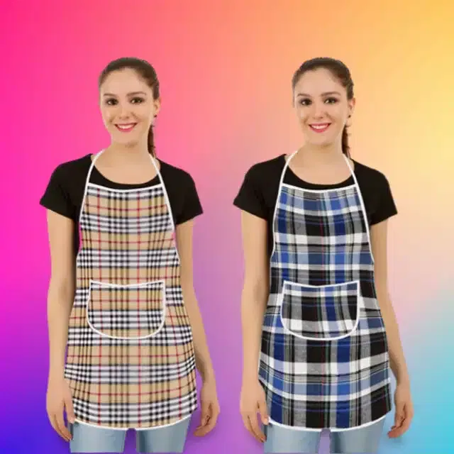 Cotton Kitchen Aprons (Multicolor, Pack of 2)