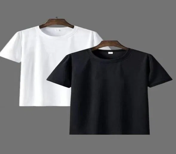 Solid T-Shirt for Men (Black & White, XL) Pack of 2