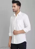 Cotton Blend Solid Shirt For Men, White 