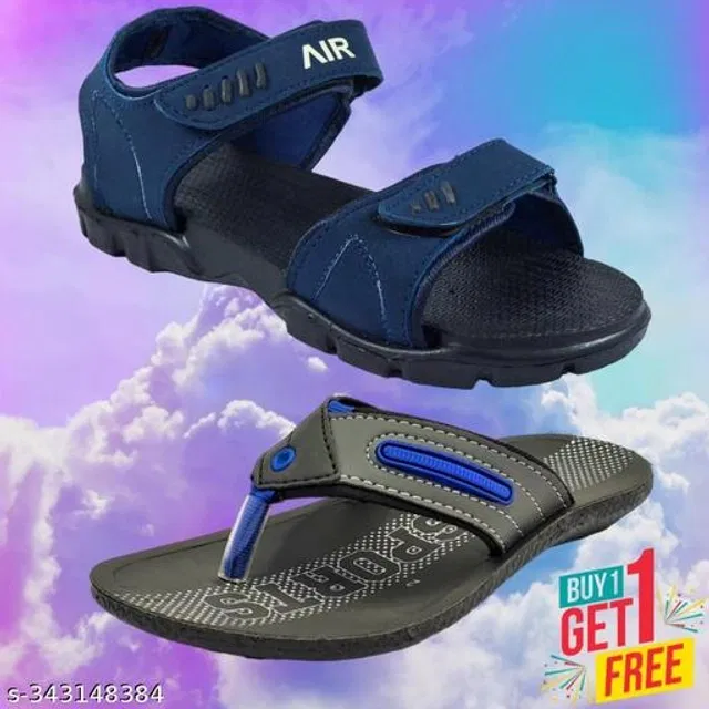 Sandal with Flipflop for Men (Multicolor, 7) (Pack of 2)