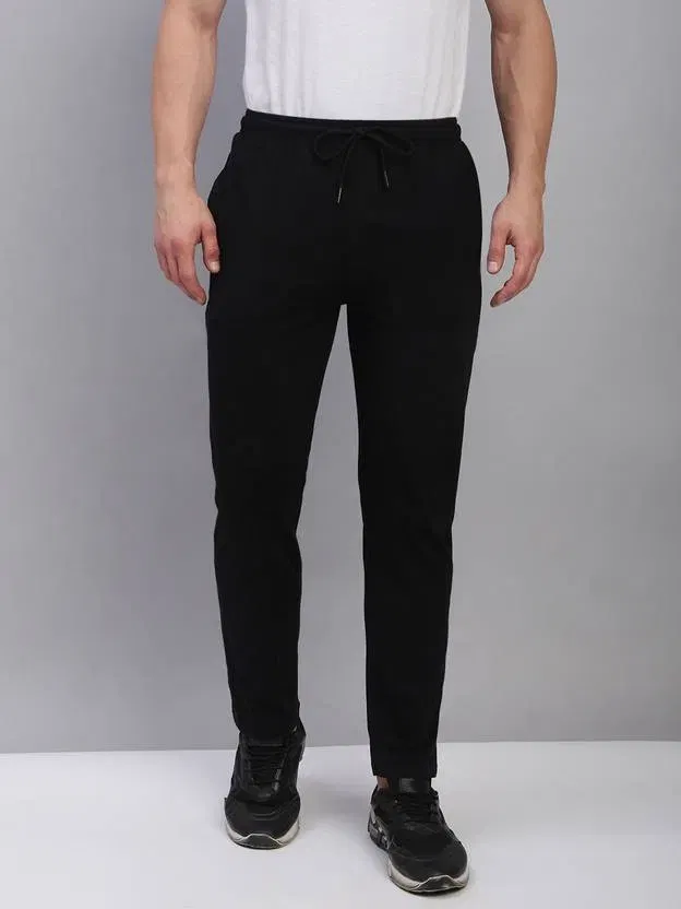 Polyester Regular Fit Track Pants for Men (Black, L)