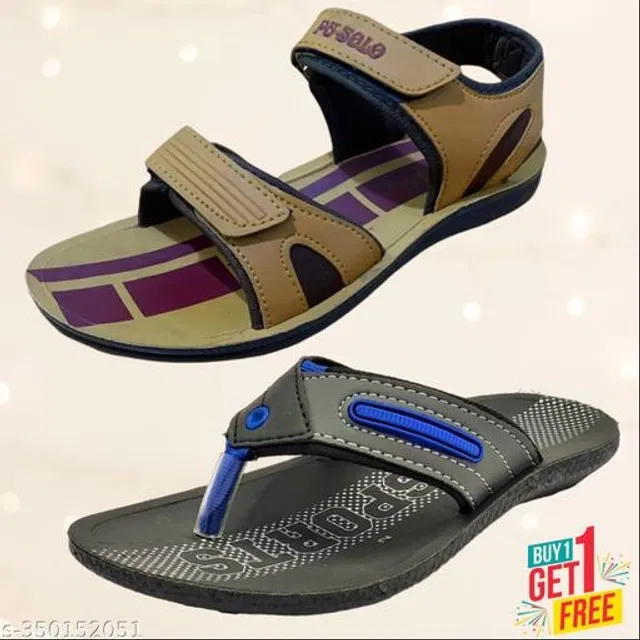 Sandal with Flipflop for Men (Multicolor, 9) (Pack of 2)